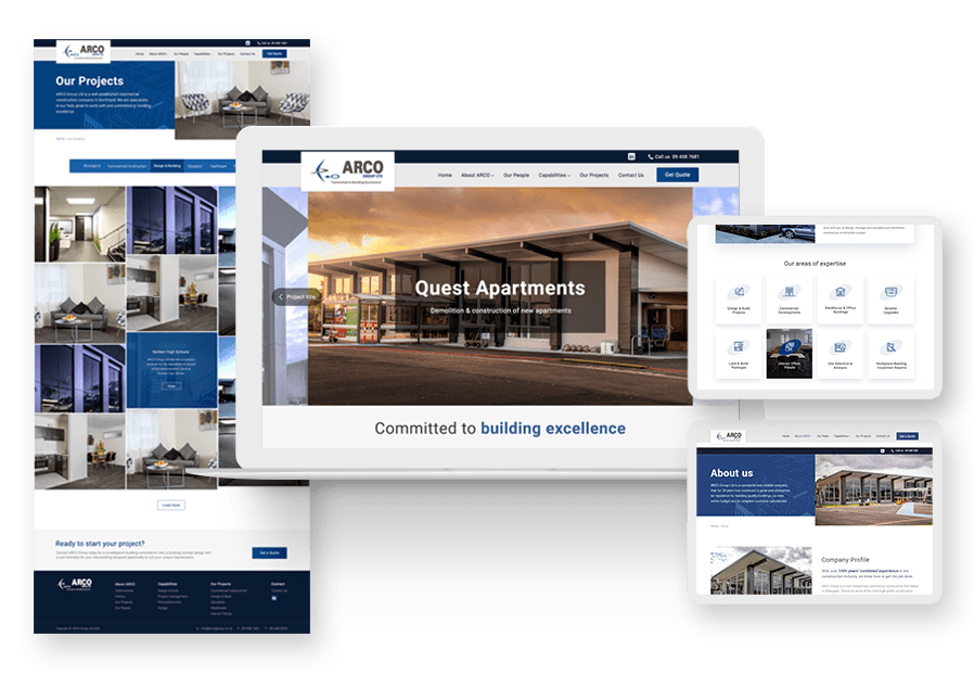 Jasdima created the website for construction company ARCO to present their services